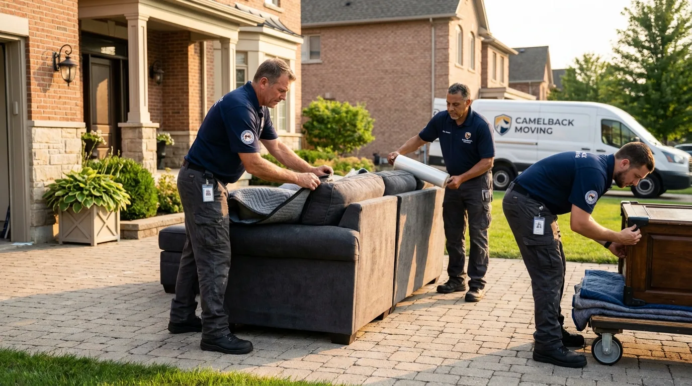 Large estate moving crew wrapping furniture in Morovis, PR